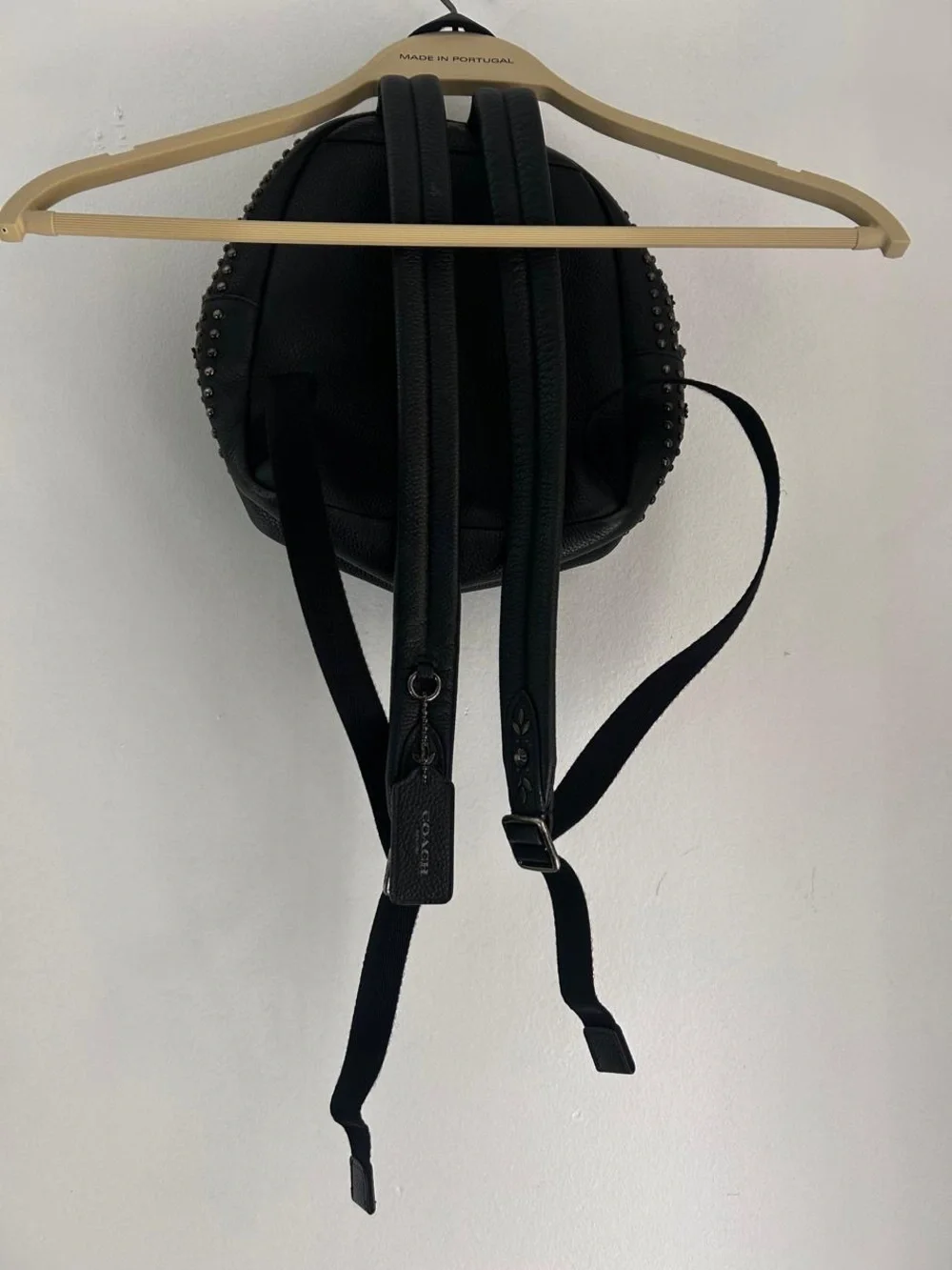 Coach Black Studded Pebbled Leather Mini Backpack